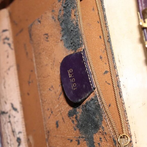 GUCCI Hand Bag Leather 2way Purple Gold Auth 107260 - Picture 11 of 16